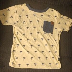 Yellow Palm Tree Kids T-Shirt with Pocket